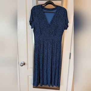 L.L. Bean Navy Floral Midi Dress
